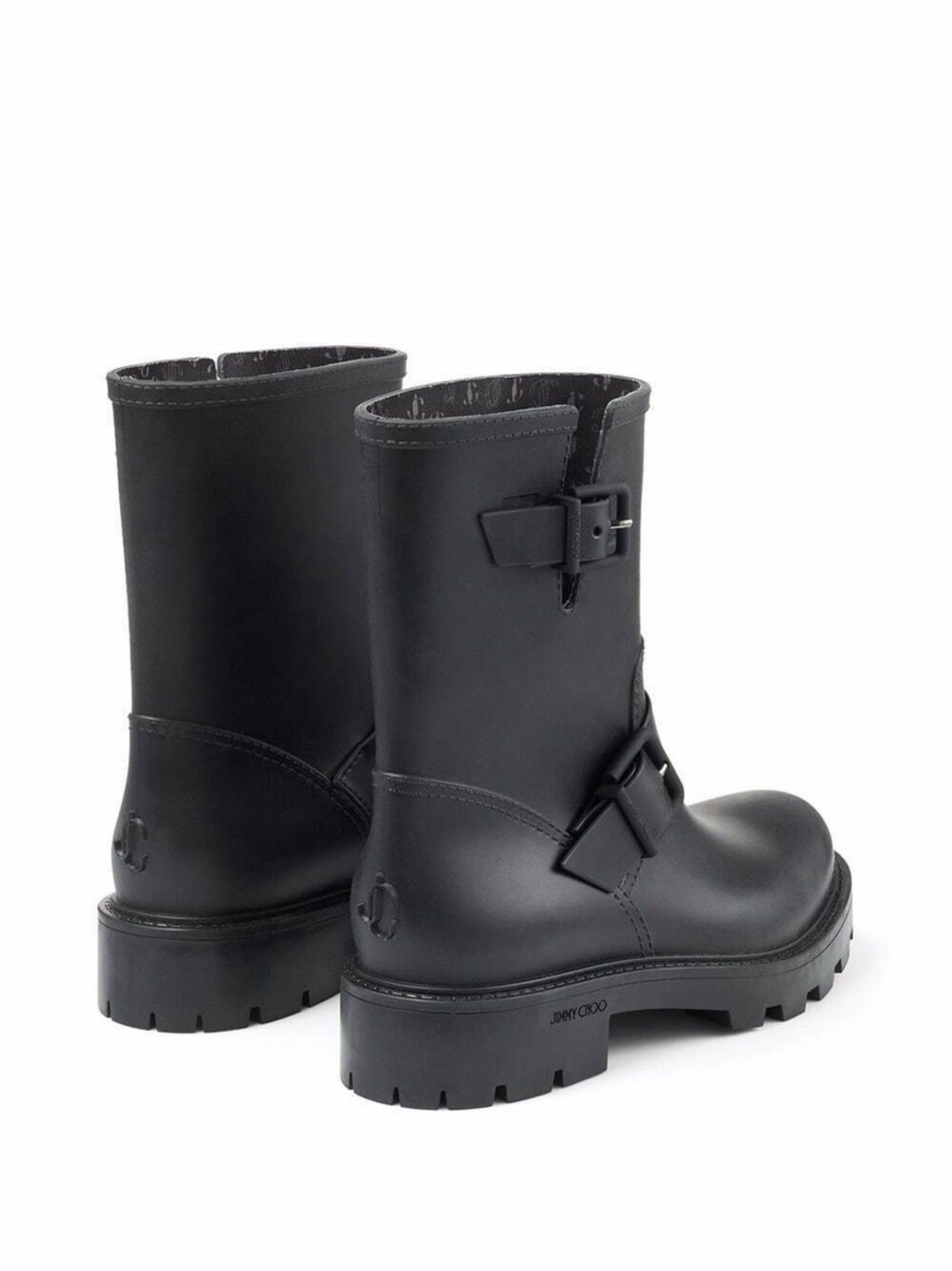 Jimmy Choo Black Yael Flat Rain Boots - Picture 3 of 10
